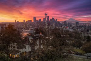 seattle sunrise cityscape