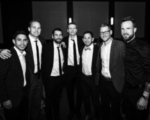 Seattle Sounders group photo in black and white at a Make-A-Wish gala